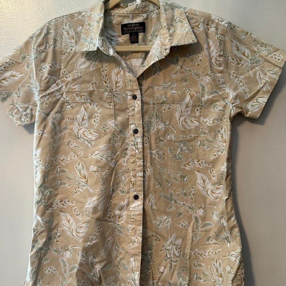 Hawaiian Floral Button-up Shirt Cream and Tan